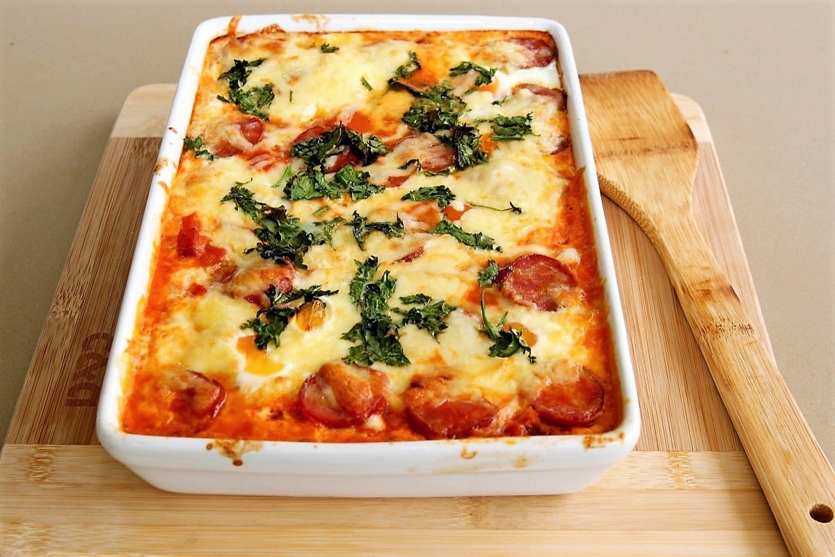 Frittata de espinacas con chorizo y parmesano